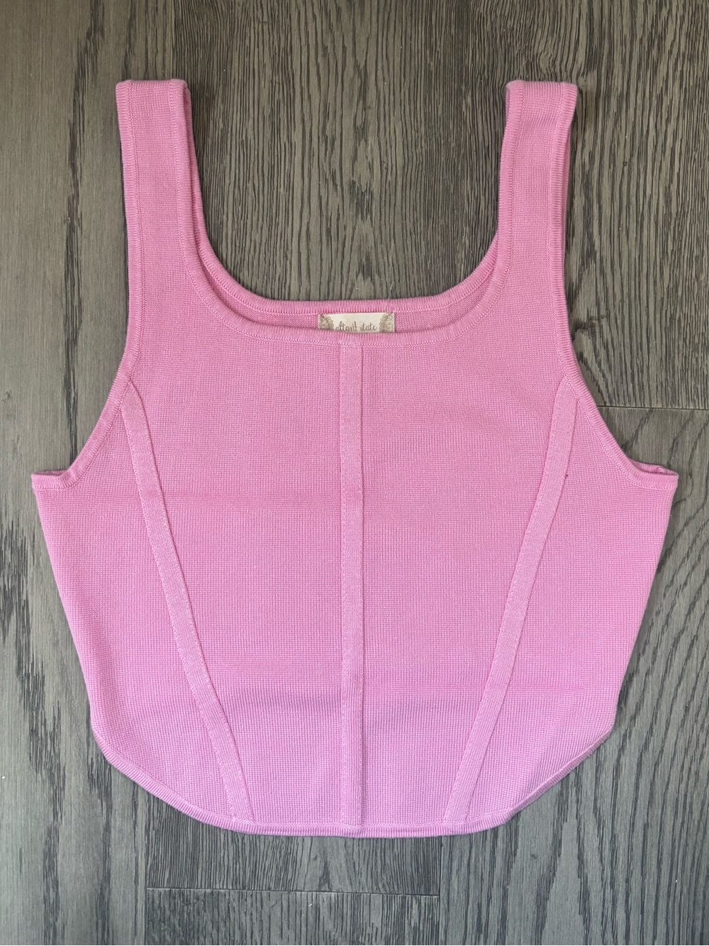 Altar’d State Pink Ribbed Knit Cropped Tank Top Size L Y2K